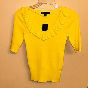 INC International Concepts X Small Short Sleeve Sweater - In Full Bloom - Yellow